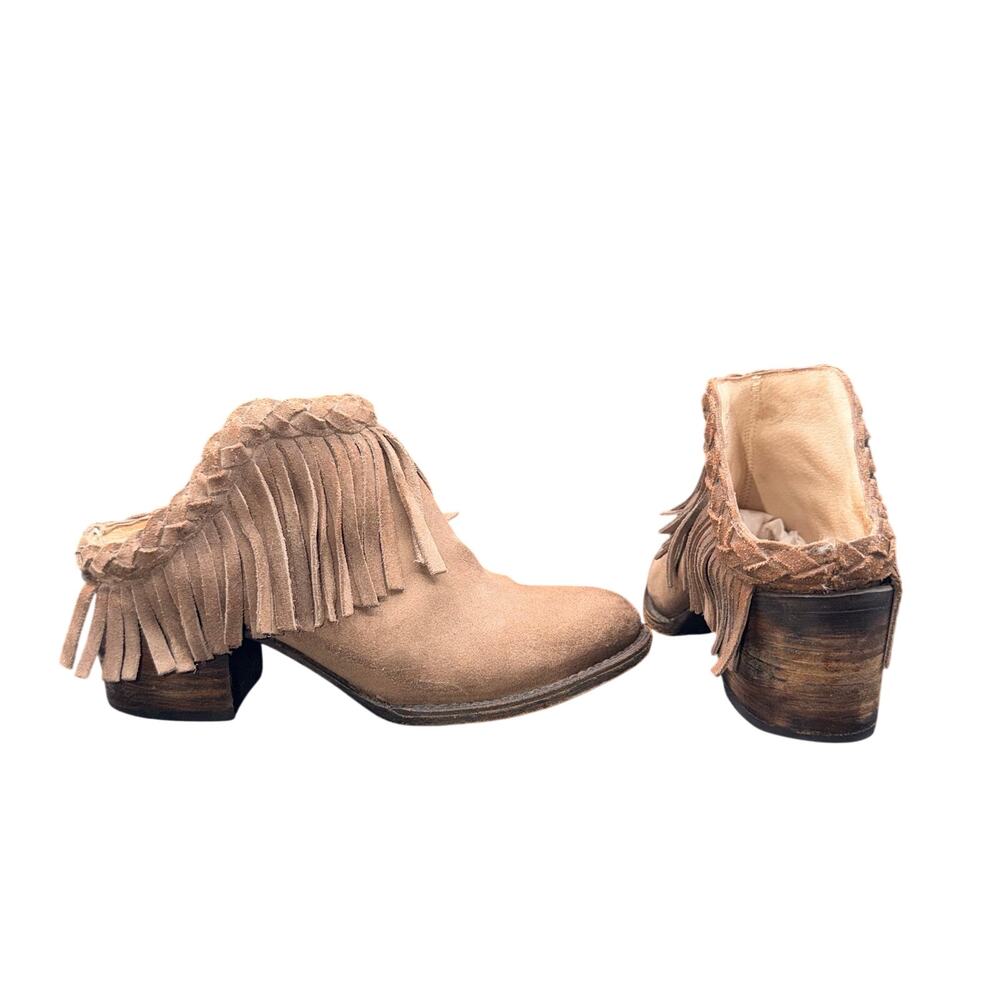 Freebird by Steven Lucy Fringe Mule Clogs Suede Leather Size 8 brown taupe